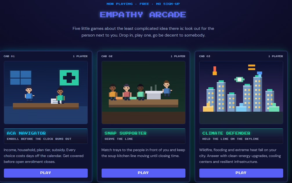 I tried Arcade.gov &amp; then built Empathy Arcade instead